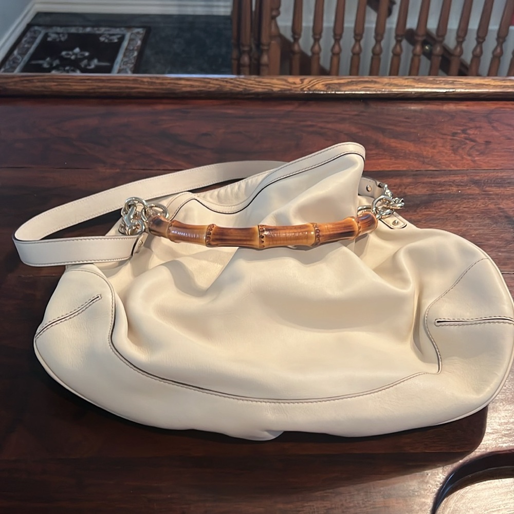 GUCCI Vintage Leather/Bamboo Top Handle/Crossbody Bag - Picture 9 of 9